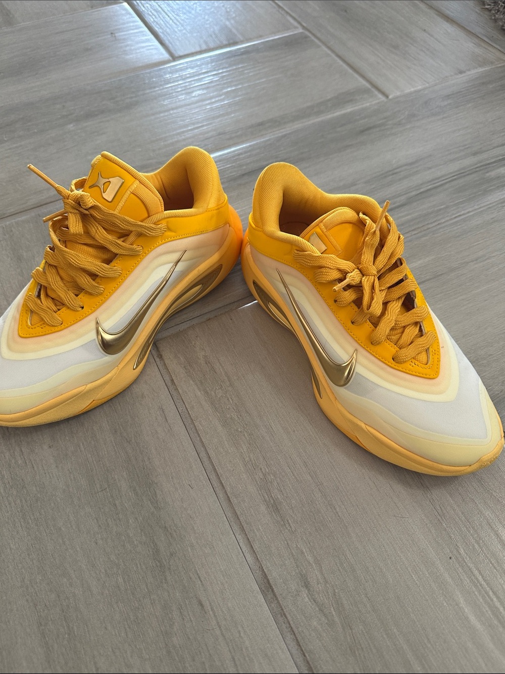 Nike Yellow and Metallic Gold Women's Low-Top Sneakers